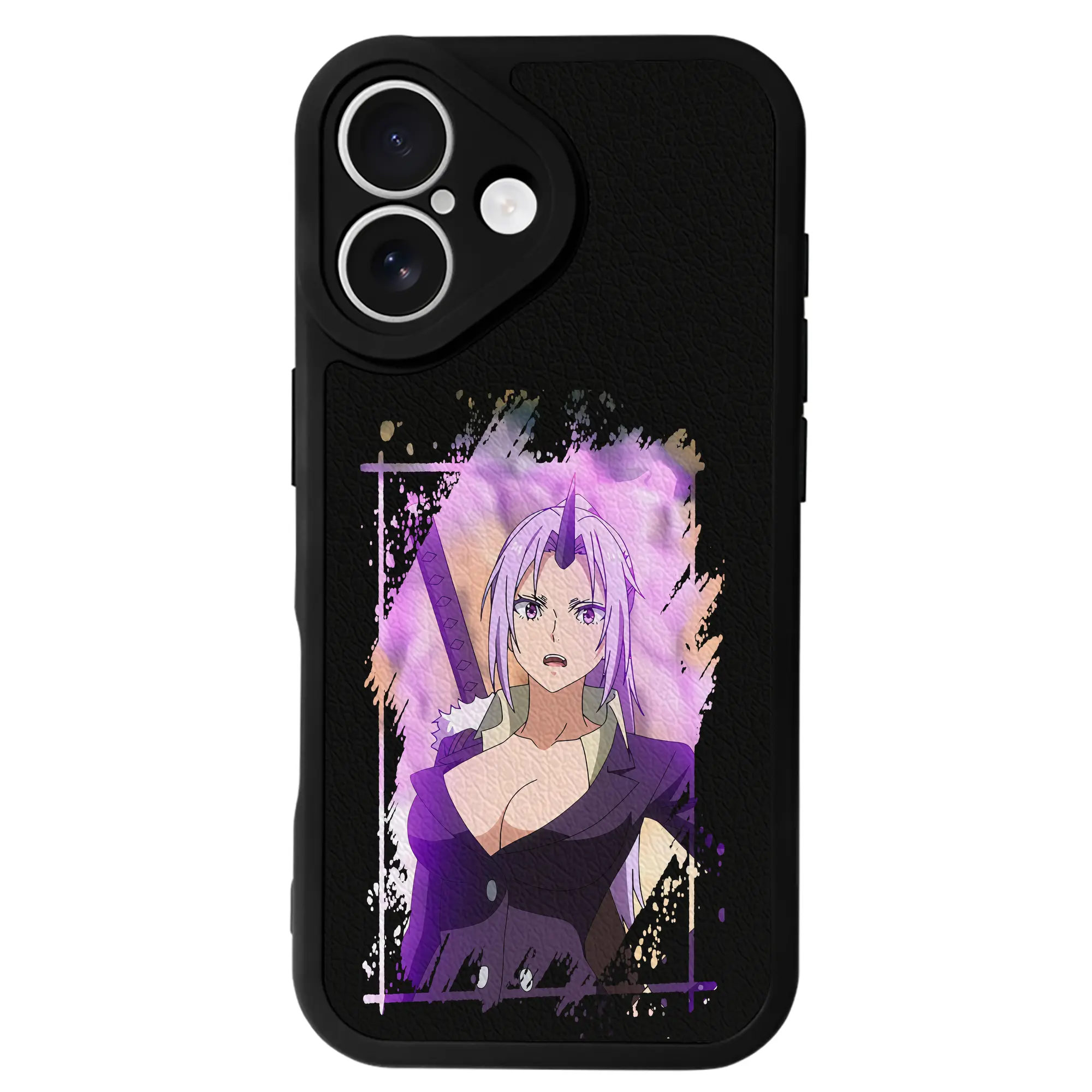 転生したらスライムだった件 グッズ,シオン - IPhone 16シリーズ対応 ・ シリコンスマホケース ・ レザー調 ・ 高精度フィット ・ 耐衝撃 ・ ワイヤレス充電対応 ・ 精密カット